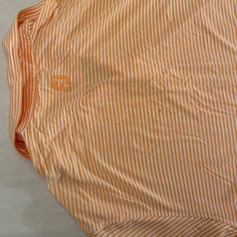 Footjoy Shirt Mens Extra Large Orange Striped Performance Polo Golf - Picture 9 of 9
